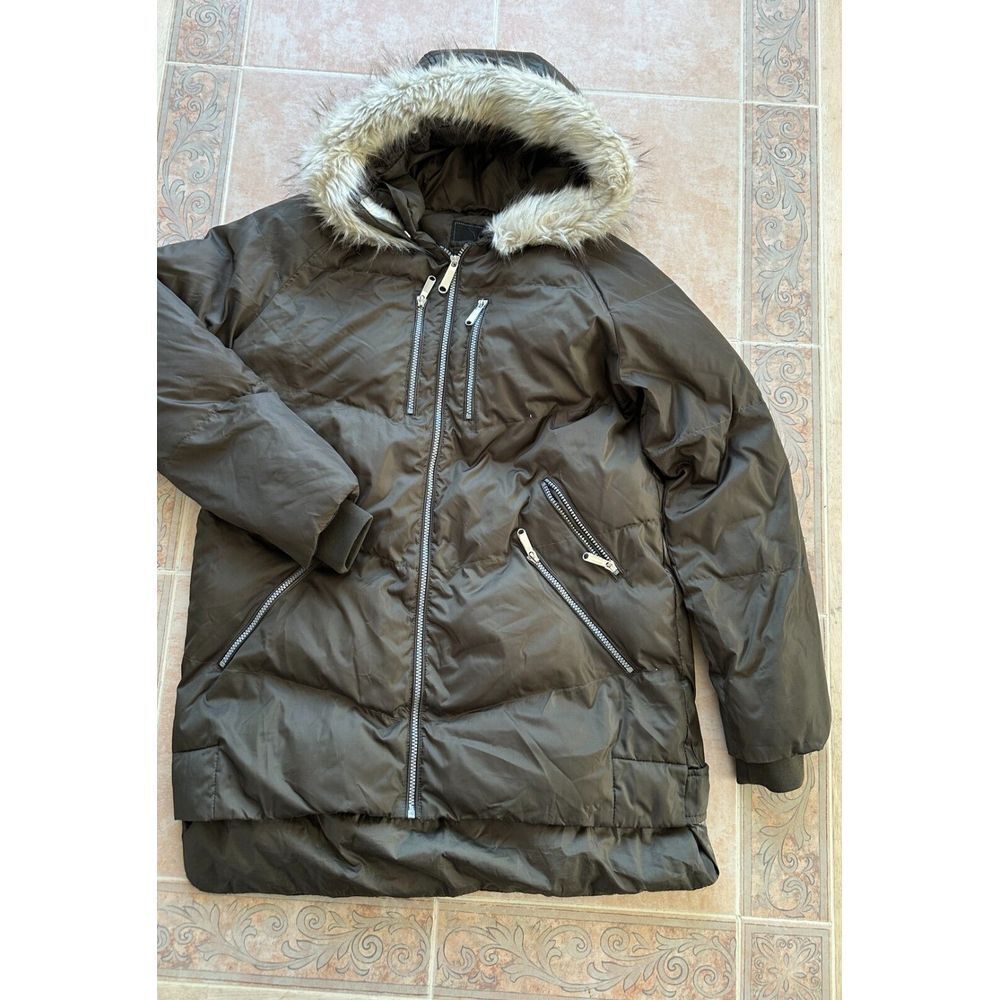 Sam Edelman Puffer‎ Jacket Women's M Olive Green Hooded Full-Zip